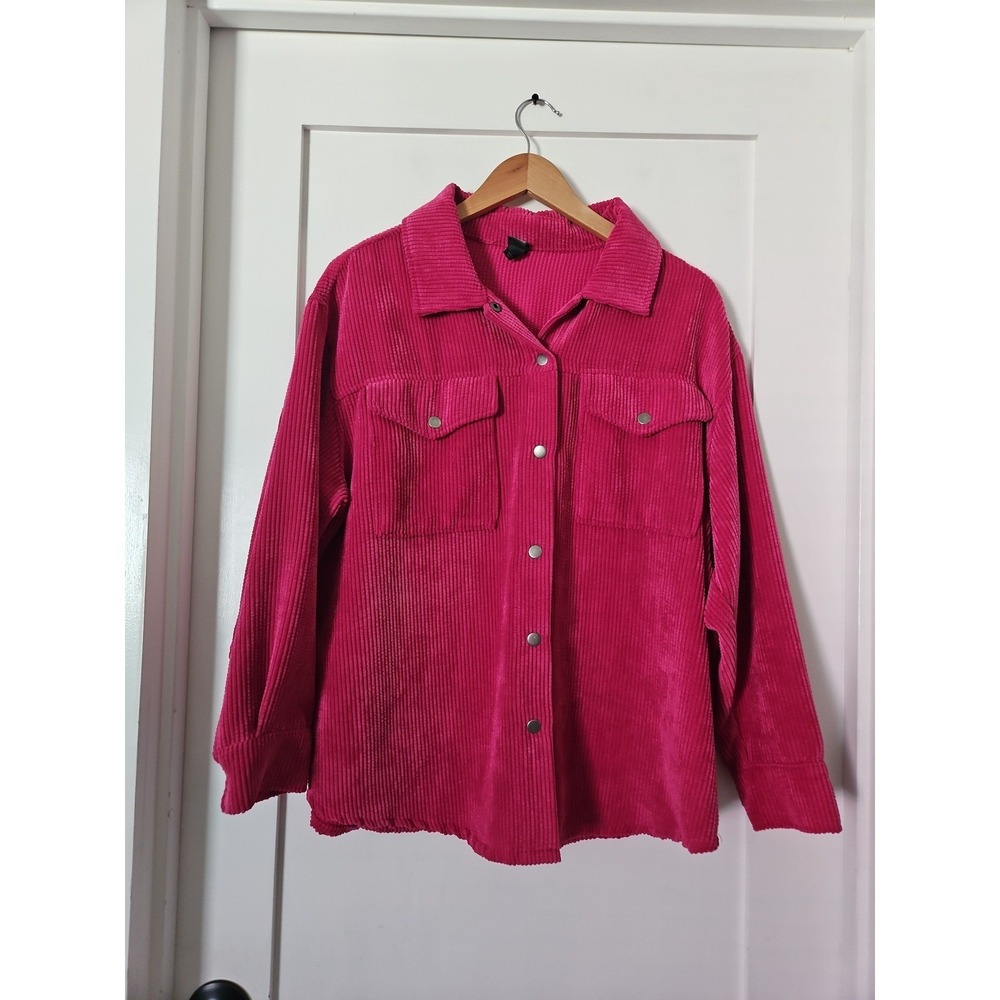Wild Fable Corduroy Shacket Womens Large‎ L Pink Button Down Jacket Ribbed Y2K - Picture 7 of 12